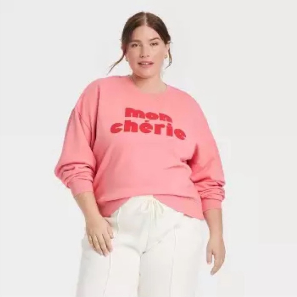 Universal Thread Mon Chérie Oversized Pink Crew Sweatshirt